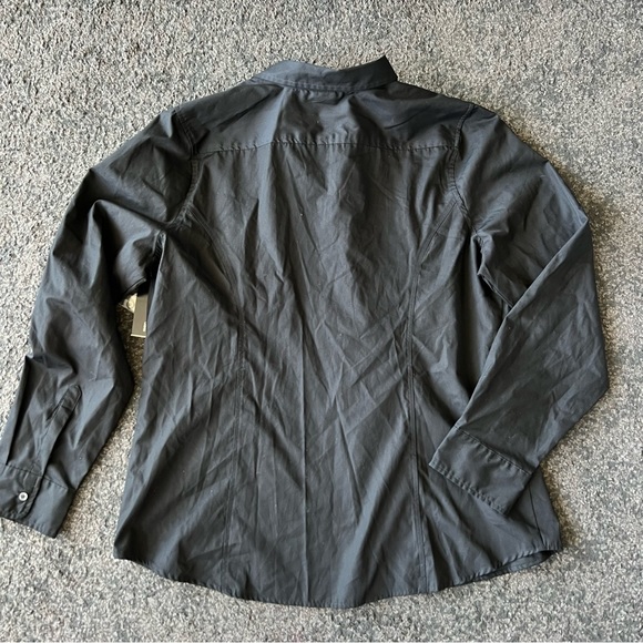 George ladies cotton blend black button down shirt wrinkle resistant - Picture 3 of 4